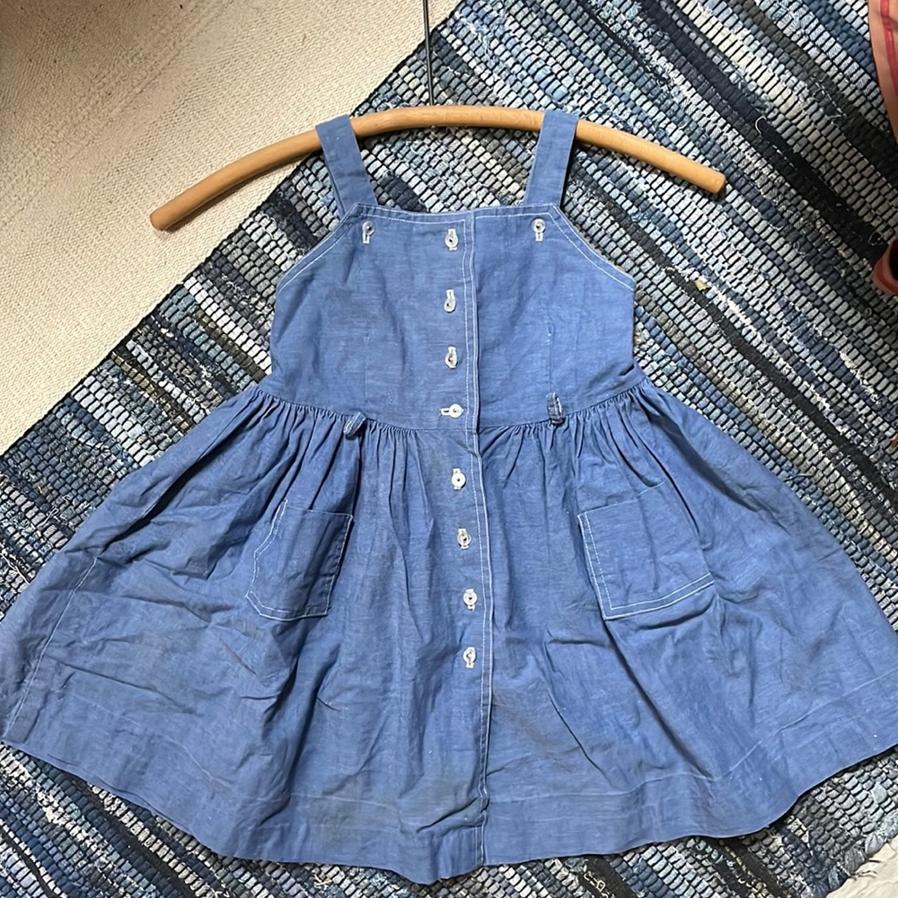 Toddler Chambray Handmade Dress with Bloomers